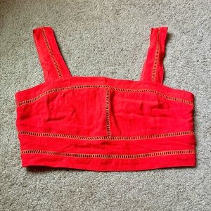 Red crop top with cute design from boutique